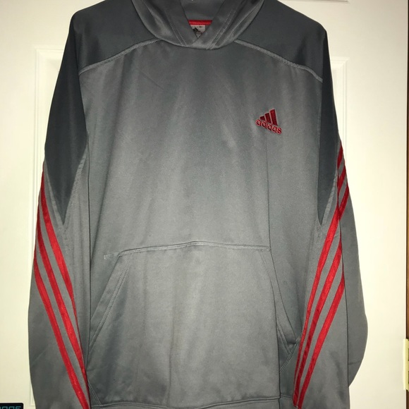 grey and red adidas hoodie